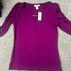 NWT White House Black Market Outlet Amethyst 3/4 Sleeve Top
